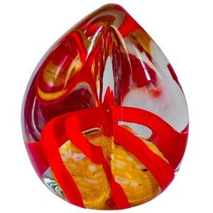 Millville Wheaton Village Signed Magnum Art Glass Paperweight Swirls on Frit 5"H